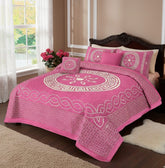 Four Border Jacquard Velvet Bed Sheet 5Pcs-PINK